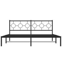 Berkfield Home Metal Bed Frame without Mattress with Headboard Black 180x200cm - Size: Super King - thumbnail 5