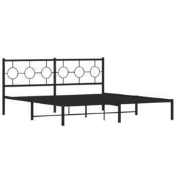 Berkfield Home Metal Bed Frame without Mattress with Headboard Black 180x200cm - Size: Super King - thumbnail 3