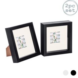 "Nicola Spring 3D Box Photo Frames - 6 x 6"" with 2 x 2"" Mount - Grey Mount - Pack of 2 in Black" - thumbnail 1