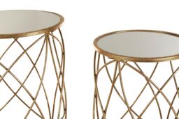 Orsina Industrial Design Set Of Two Round Side Tables, Versatile Table For Livingroom, Everyday Use Lounge Table in Gold - thumbnail 3