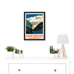 Artery8 Vintage Travel Advert Tourism Lovely Lake Louise Canada Rockies Artwork Framed Wall Art Print A4 in Black - thumbnail 2