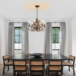 NIVOR French Country Candle Chandeliers Wrought Iron Pendant Light Hanging in Bronze - thumbnail 4