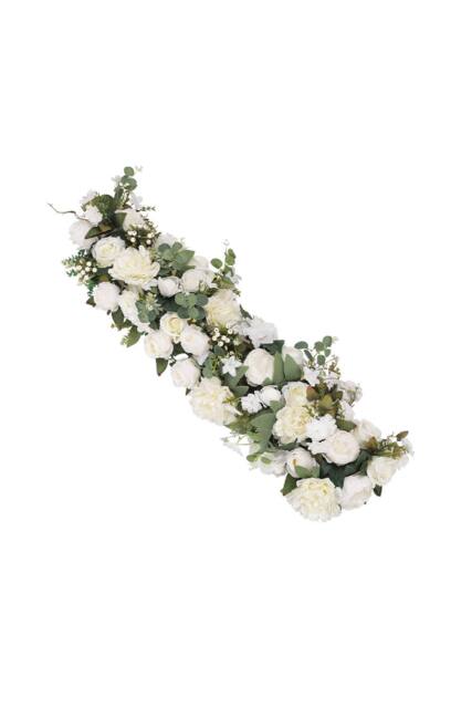 Garden Sanctuary Peony Rose Wedding Aisle Flowers Artificial Silk Row Decor in White - image 1