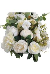 Garden Sanctuary Peony Rose Wedding Aisle Flowers Artificial Silk Row Decor in White - thumbnail 5