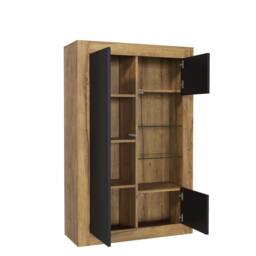 Mex Furniture LTD Display Cabinet Arcadia 140cm - Dark Oak with Black Matt Doors in Brown - thumbnail 6