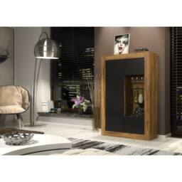 Mex Furniture LTD Display Cabinet Arcadia 140cm - Dark Oak with Black Matt Doors in Brown - thumbnail 2