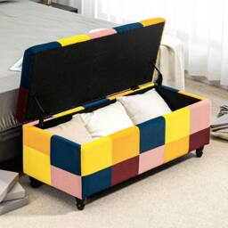 Wyld Haus Tava Velvet Multicolour Storage Bench Wooden Legs L114 x D47 x H47cm - thumbnail 9
