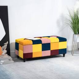 Wyld Haus Tava Velvet Multicolour Storage Bench Wooden Legs L114 x D47 x H47cm - thumbnail 3
