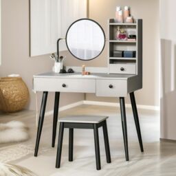 Pirlo Plush Dressing Table With Mirror & Stool Grey - thumbnail 5