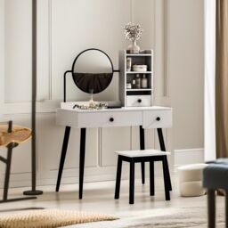 Pirlo Plush Dressing Table With Mirror & Stool Grey - thumbnail 4