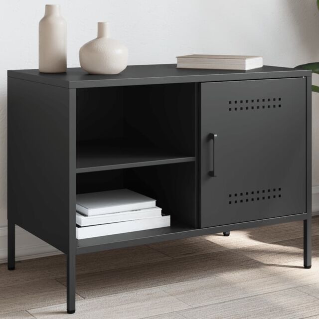 Berkfield Home TV Cabinet Black 68x39x50.5 cm Steel - image 1