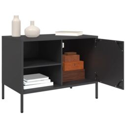 Berkfield Home TV Cabinet Black 68x39x50.5 cm Steel - thumbnail 5