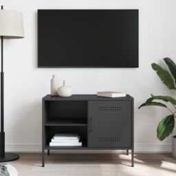 Berkfield Home TV Cabinet Black 68x39x50.5 cm Steel - thumbnail 3