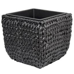 Wyld and Coco Set 2 Black PE Rattan Plant Pots Plastic Inserts Indoor and Sheltered - thumbnail 4