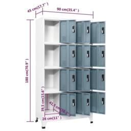 Berkfield Home Locker Cabinet Light Grey & Dark Grey 90x45x180 cm Steel - Size: 90 x 45 x 180 cm - thumbnail 8