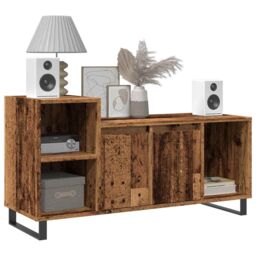 Berkfield Home TV Cabinet Old Wood 100x35x55 cm Engineered Wood in Brown - Size: 100 x 35 x 55 cm - thumbnail 3