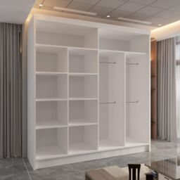Sliding Wardrobes 4U Chenai Sliding Door Wardrobe with Mirror Glass Design W203cm x H217cm in White - thumbnail 3