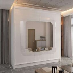 Sliding Wardrobes 4U Chenai Sliding Door Wardrobe with Mirror Glass Design W203cm x H217cm in White