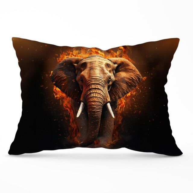 Warren Reed - Designer Splashart Elephant & fire Cushions in Orange - Size: 60 cm x 60 cm - image 1
