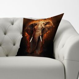 Warren Reed - Designer Splashart Elephant & fire Cushions in Orange - Size: 60 cm x 60 cm - thumbnail 3