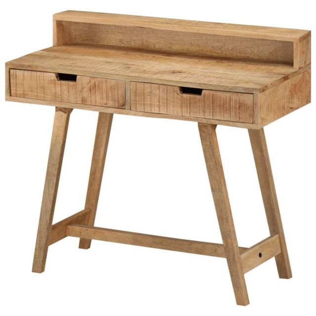 Berkfield Home Desk 100x45x90 cm Solid Rough Mango Wood in Brown - Size: 100 x 45 x 90 cm - image 1