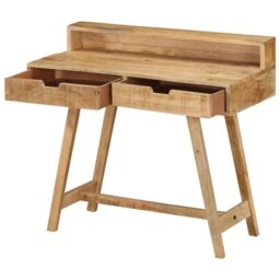 Berkfield Home Desk 100x45x90 cm Solid Rough Mango Wood in Brown - Size: 100 x 45 x 90 cm - thumbnail 3