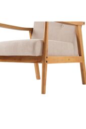 Living and Home Beige Terry Cloth Casual Upholstered Armchair with Rubberwood Wood Frame - thumbnail 6