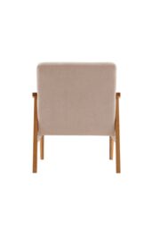 Living and Home Beige Terry Cloth Casual Upholstered Armchair with Rubberwood Wood Frame - thumbnail 4