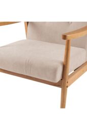 Living and Home Beige Terry Cloth Casual Upholstered Armchair with Rubberwood Wood Frame - thumbnail 5