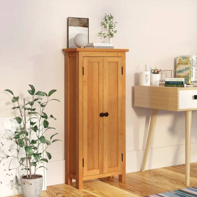 Berkfield Home Storage Cabinet 50x22x110 cm Solid Oak Wood in Brown - Size: 50 x 22 x 110 cm - image 1