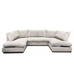 Bliss Furniture Jumbo Cord U Shaped Full Back Sofa Cream Modern Design, Super Comfy - Size: 6 Person - thumbnail 1