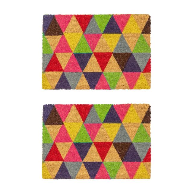 Nicola Spring Coir Door Mats - 60 x 40cm - Triangle - Set of 2 - Size: 40 cm x 60 cm - image 1