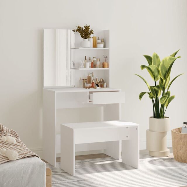Berkfield Home Dressing Table Set White 74.5x40x141 cm - image 1