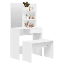 Berkfield Home Dressing Table Set White 74.5x40x141 cm - thumbnail 3
