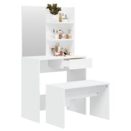 Berkfield Home Dressing Table Set White 74.5x40x141 cm - thumbnail 4