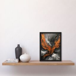 "Artery8 Firebird Phoenix Abstract Painting Flame Wings Framed Art Print in Orange - Size: W12"" x H16""" - thumbnail 4