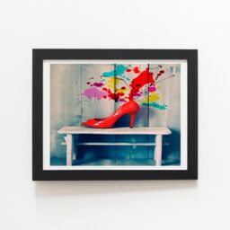 "Warren Reed - Designer Retro Red Shoes Framed Art Print in Black - Size: W8"" x H10""" - thumbnail 1