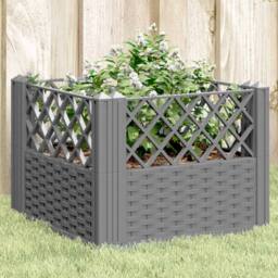 Berkfield Home Beautiful Garden Planter with Pegs Light Grey 43.5x43.5x43.5 cm PP - thumbnail 2