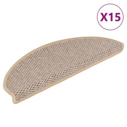Berkfield Home Stair Mats Self-adhesive Sisal-Look 15 pcs 65x21x4 cm Light Beige - Size: Medium - thumbnail 3