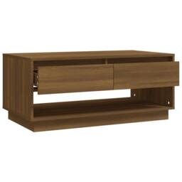 Berkfield Home Coffee Table Brown Oak 102.5x55x44 cm Engineered Wood - thumbnail 3