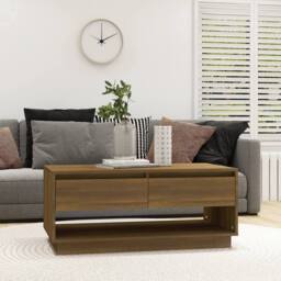 Berkfield Home Coffee Table Brown Oak 102.5x55x44 cm Engineered Wood - thumbnail 2