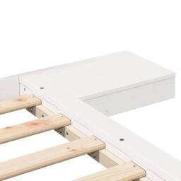 Berkfield Home Floor Bed Frame with Bedside Tables White 120x190cm Solid Wood - Size: 120x190 cm - thumbnail 8