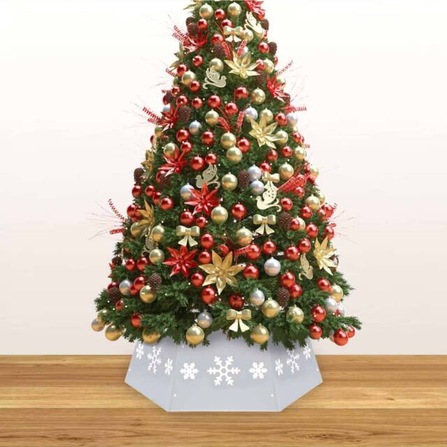 Berkfield Home Durable Christmas Tree Skirt Silver & White √ò68x25 cm - Size: 68x25 cm - image 1