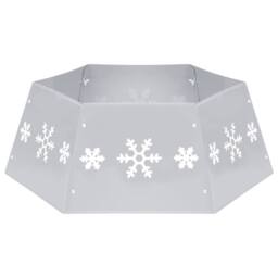 Berkfield Home Durable Christmas Tree Skirt Silver & White √ò68x25 cm - Size: 68x25 cm - thumbnail 3