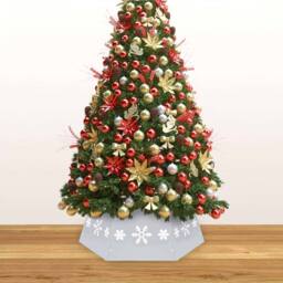 Berkfield Home Durable Christmas Tree Skirt Silver & White √ò68x25 cm - Size: 68x25 cm - thumbnail 1