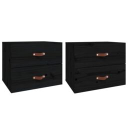 Berkfield Home Wall-mounted Bedside Cabinets 2 pcs Black 50x36x40 cm - Size: 50 x 36 x 40 cm - thumbnail 2