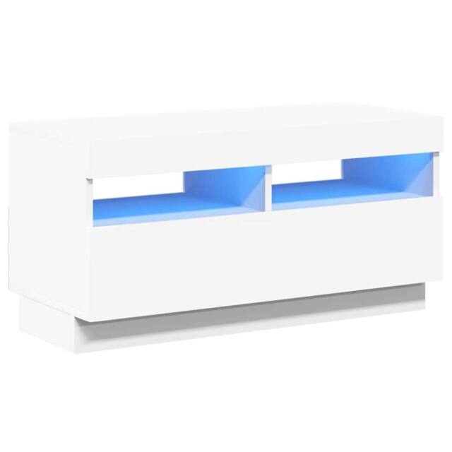 Berkfield Home TV Cabinet with LED Lights White 80x35x40 cm - Size: 80 x 35 x 40 cm - image 1