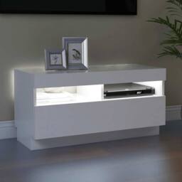 Berkfield Home TV Cabinet with LED Lights White 80x35x40 cm - Size: 80 x 35 x 40 cm - thumbnail 5