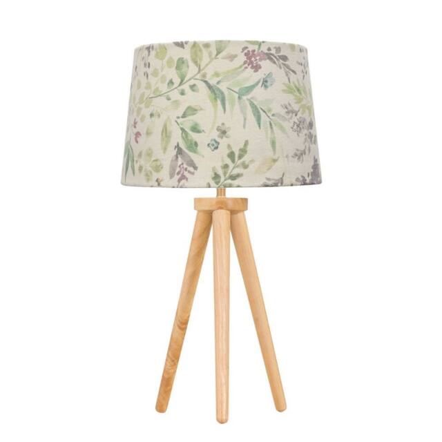 First Choice Lighting Voyage - Light Oak Table Lamp or Bedside Light with Floral Shade in Brown - image 1