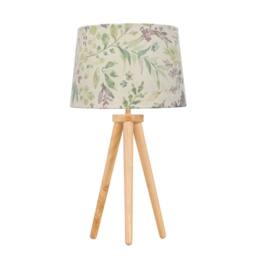 First Choice Lighting Voyage - Light Oak Table Lamp or Bedside Light with Floral Shade in Brown - thumbnail 1